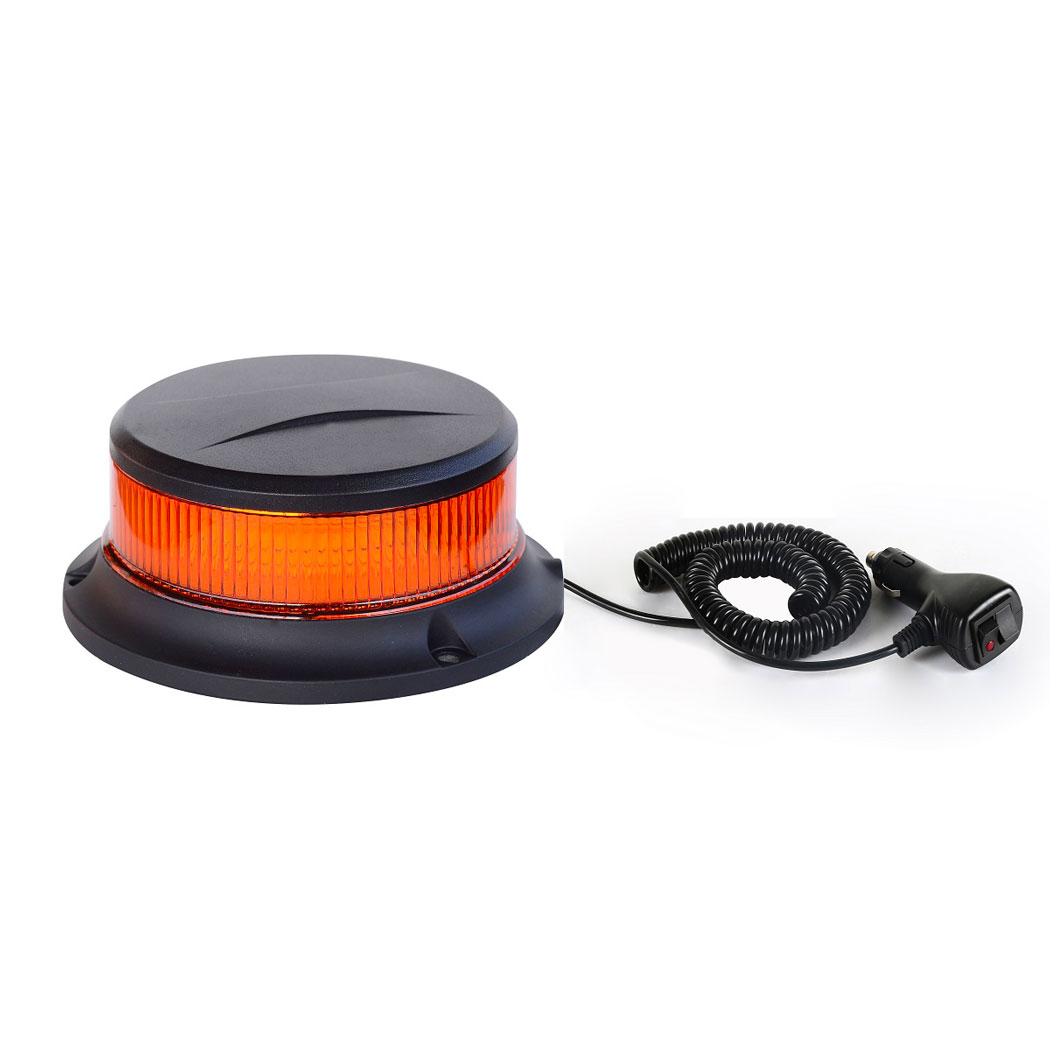 Gyrophare LED Extra Plat Cabochon Blanc/ Orange pour camion