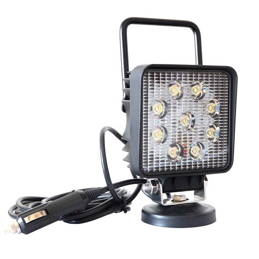 Phare de travail carré 9 Leds magnétique avec interrupteur 12/24 volts