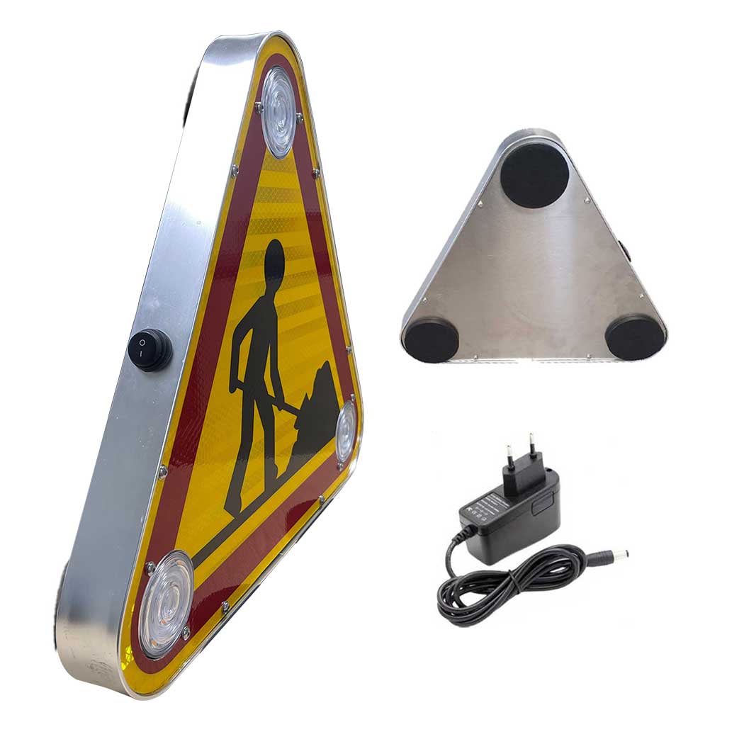 Triangle Triflash autonome magnétique 430 mm 1 face classe 1 LEDWORK