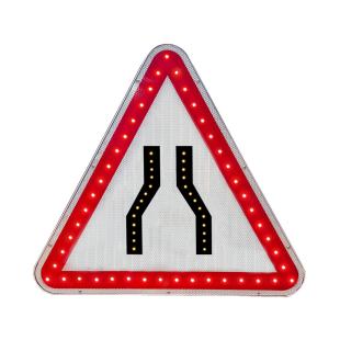Panneau à leds clignotant rétrécissement de chaussée