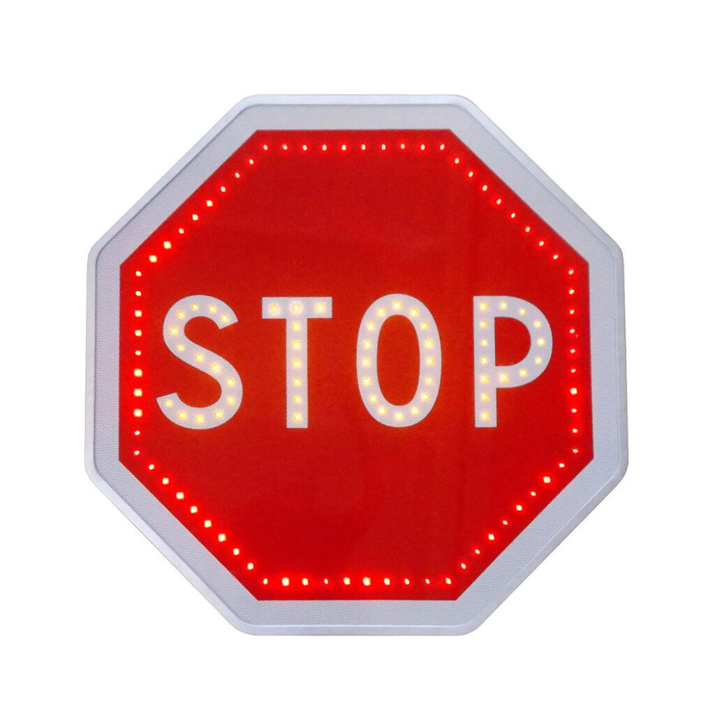 Panneau STOP avec leds oranges