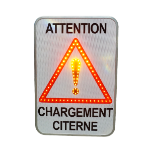 Panneau lumineux à LEDs clignotant sur mesure vu de face